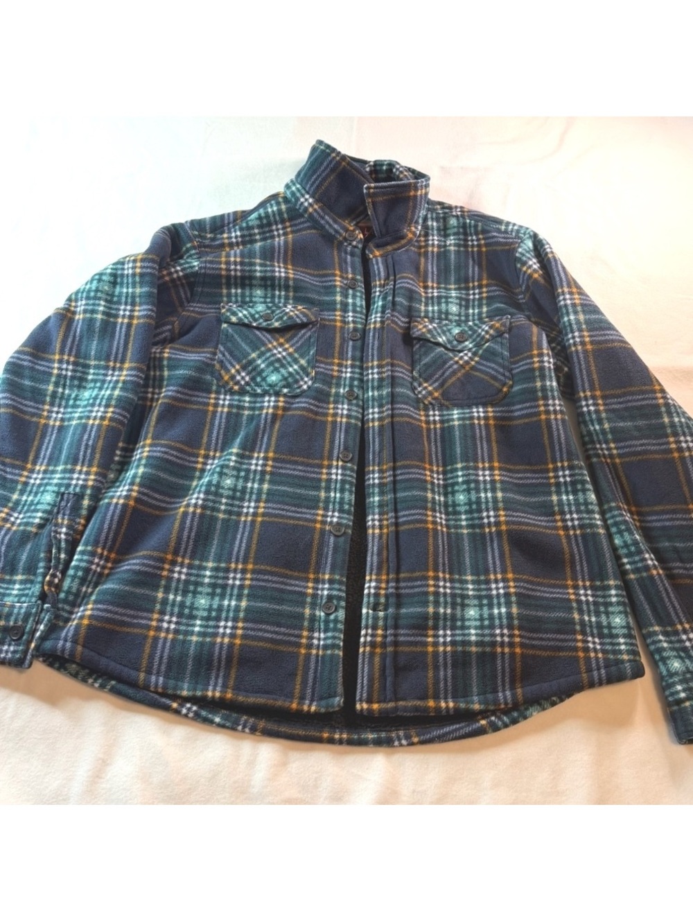 Hawke & Co Men's Large Fleece Jacket Plaid Button-Up Shirt Jacket